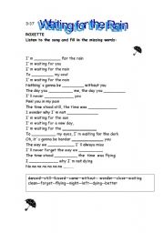 English Worksheet: Waiting for the rain