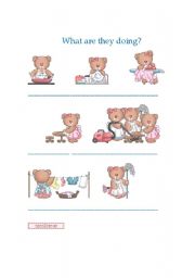 English worksheet: What are they doing?