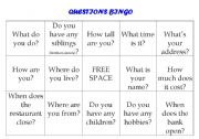 English worksheet: Question Answer Conversation Bingo