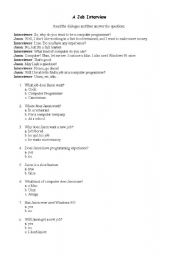English Worksheet: A Job Interview
