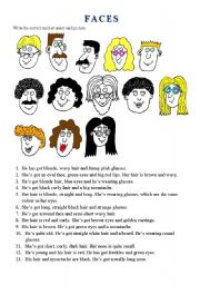 Faces - outer appearance vocabulary exercise