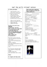 English Worksheet: MICHAEL JACKSON- Heal the world