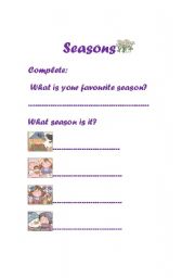 English worksheet: seasons