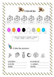 English Worksheet: COLOURS