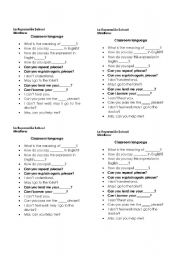 English Worksheet: classroom language
