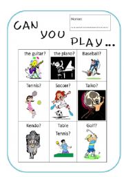 English worksheet: Can you play?