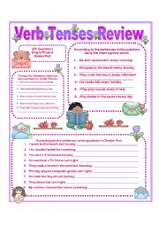 English Worksheet: Verb Tenses Review