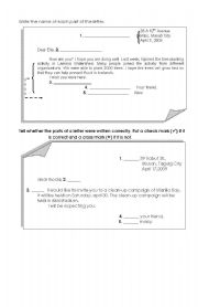 English worksheet: Parts of a letter