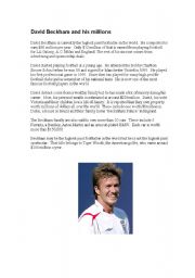 English Worksheet: David Beckham and his millions