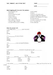 English Worksheet: PAST, PRESENT AND FUTURE TEST