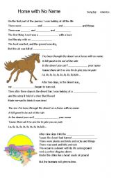 English Worksheet: Lesson Plan on The Desert : song by America Horse with No Name.