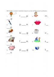 English worksheet: Medial Vowels