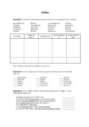 English worksheet: Prefixes