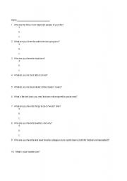 English Worksheet: Ice Breaker for the First Day