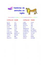 English worksheet: ANIMALES EN INLES