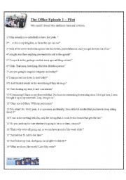 English worksheet: the office season 1 episode 1-  who said it?