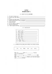 English Worksheet: INTRO UNIT 1 - REVIEW EXERCISES