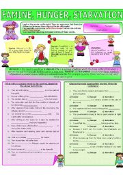 English Worksheet: COLLOCATION 38- FAMINE, HUNGER, STARVATION