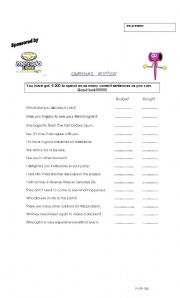 English Worksheet: Grammar Auction (Game)!