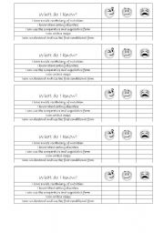 English Worksheet: Self-Assessment