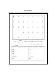 English worksheet: Alphabet Skills