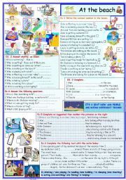 English Worksheet: At the  beach