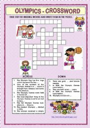 English Worksheet: OLYMPICS  -  CROSSWORD