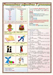 English Worksheet: Possessives: Adjectives X Pronouns