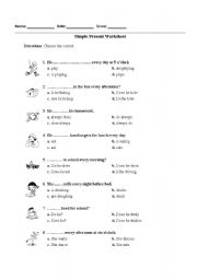 English worksheet: simple present