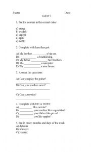 English Worksheet: test