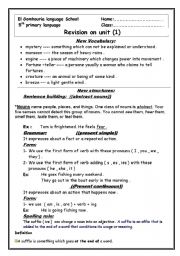 English Worksheet: revision sheet unit 1 for macmillan grade 5 