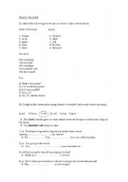 English Worksheet: Should/ shouldnt and parts of the body