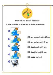 English worksheet: Last Weekend