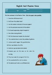 English Worksheet: Passive voice - test