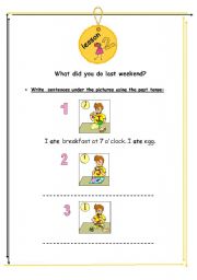 English worksheet: Last Weekend