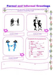 English Worksheet: Formal and Informal Greetings