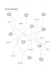 English worksheet: Match the numbers