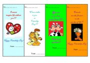 English Worksheet: Friendship Day Bookmarks