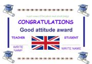 English Worksheet: CLASSROOM AWARDS