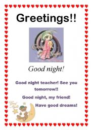 English worksheet: Greetings - Good night (8/10)