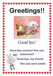 English worksheet: Greetings - Good bye! (10/10)