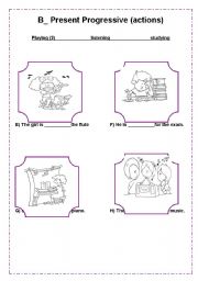 English Worksheet: Present Progressive (actions)