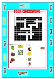 English Worksheet: FOOD-CROSSWORD AND WORDSEARCH