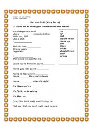 English Worksheet: hot and cold 