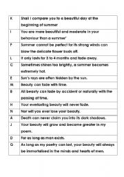 English worksheet: sonnet 18