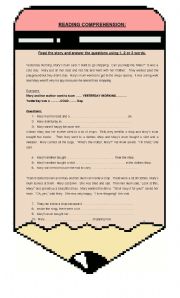 English worksheet: Reading Comprehension practice