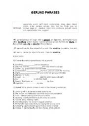 English worksheet: Gerund Phrases