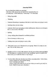 English worksheet: ANNOYING HABITS