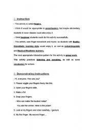 English Worksheet: finger activity