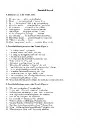 English Worksheet: reported speech